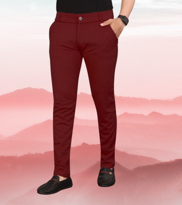 chirag enterprises Regular Fit Men Maroon Trousers