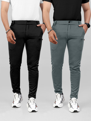 METRONAUT Regular Fit Men Black, Grey Trousers
