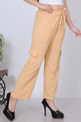 ANE TIME DRESSES Slim Fit Women Beige Trousers