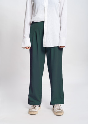 COTLUB Comfort Fit Women Green Trousers