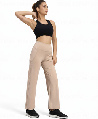 fitfuel Flared Women Beige Trousers