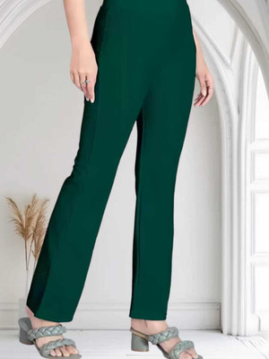 Levony Regular Fit Women Dark Green Trousers