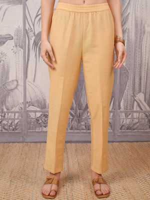 Vishudh Regular Fit Women Beige Trousers