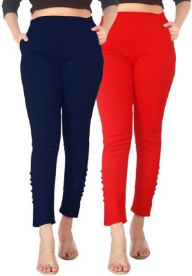 sujata fashion Slim Fit Women Red, Dark Blue Trousers