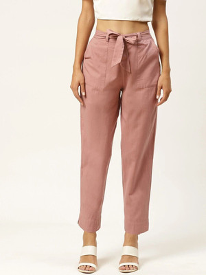 IQRAAR Regular Fit Women Pink Trousers