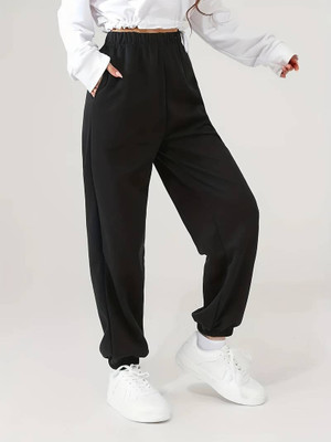 TRUFFLEGUM Solid Women Black Track Pants