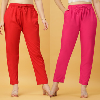 GANIX FASHION THAT DEFINE YOU Regular Fit Women Red, Pink Trousers