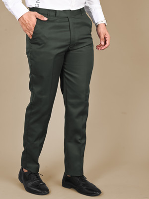 MANCREW Regular Fit Men Dark Green Trousers