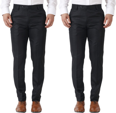 Maleno Slim Fit Men Black, Black Trousers