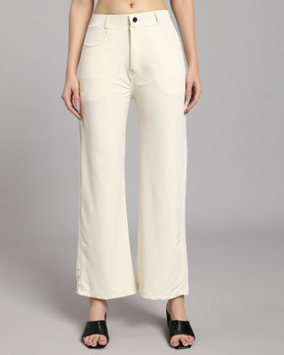 Veltick Loose Fit Women Beige Trousers