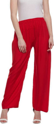 OYLLA Flared Women Red Trousers