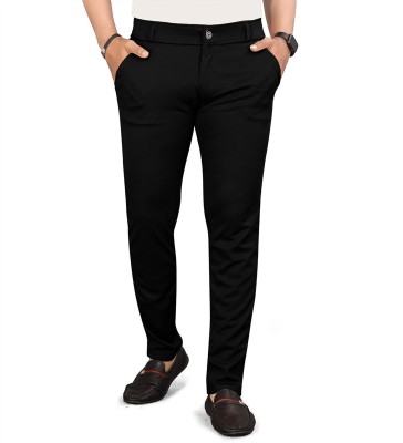 Fashionhubsurat Regular Fit Men Black Trousers