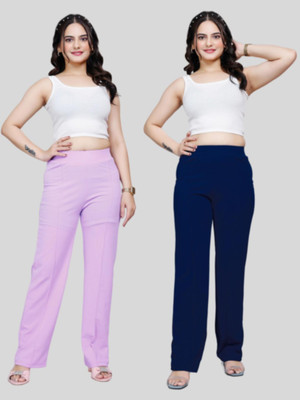NUCLOTHS Regular Fit Women Purple, Blue Trousers