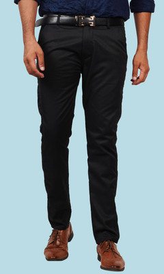 Traworld Regular Fit Men Black Trousers