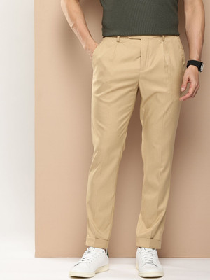 encore by INVICTUS Regular Fit Men Brown Trousers