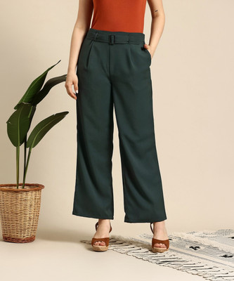 Mast & Harbour Regular Fit Women Green Trousers