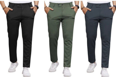 ADVIK FASHION HUB Slim Fit, Comfort Fit Men Green, Black, Grey Trousers