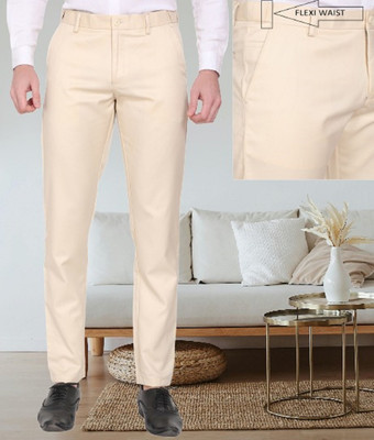 AD & AV Regular Fit Men Cream Trousers