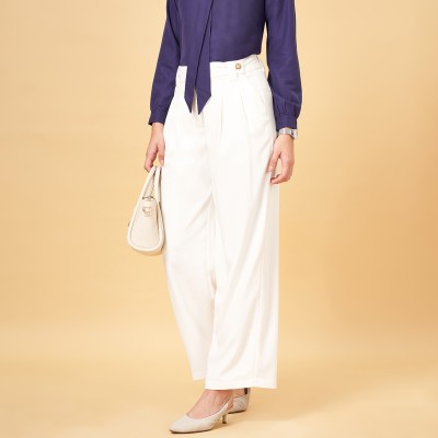 Annabelle by Pantaloons Flared Women White Trousers