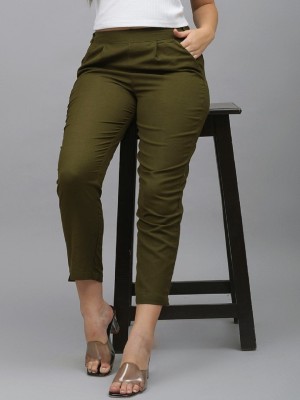 Me Craft Regular Fit Women Dark Green Trousers