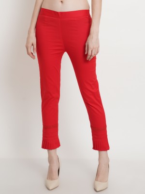 METRONAUT Regular Fit Women Cotton Blend Red Trousers