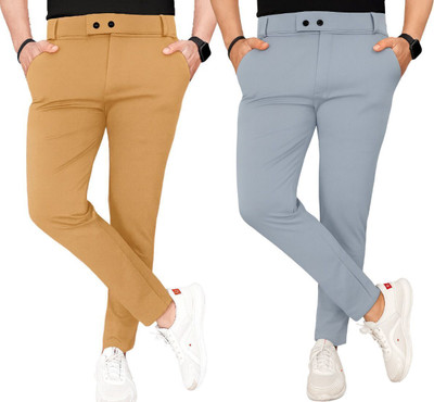 METRONAUT Regular Fit Men Khaki, Grey Trousers