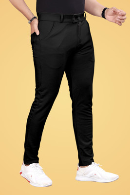 GIBBONTE Slim Fit Men Black Trousers