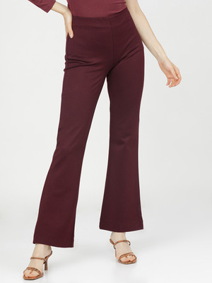 Tokyo Talkies Regular Fit Women Maroon Trousers
