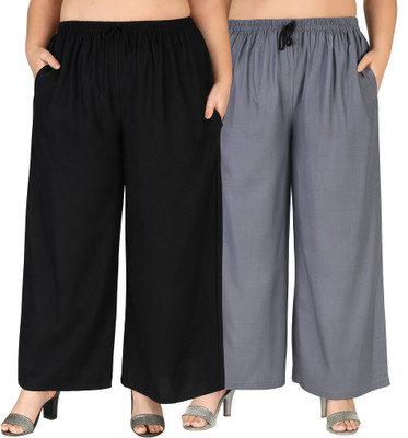 4K FASHION Loose Fit Women Black, Grey Trousers