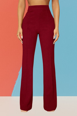 AKOTTY Comfort Fit, Regular Fit Women Maroon Trousers