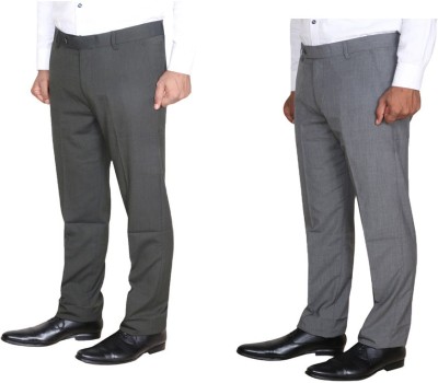 Indistar Regular Fit Men Grey Trousers