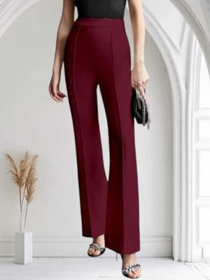 Tiki Tees Regular Fit Women Maroon Trousers