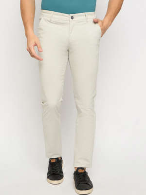 DUKE Slim Fit Men Cream Trousers