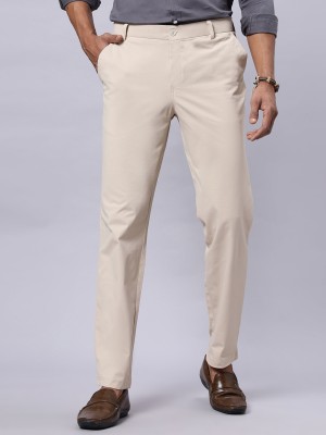 N AND J Slim Fit Men Beige Trousers