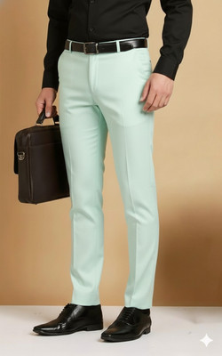 SS AURA PREMIUM Slim Fit Men Light Green Trousers