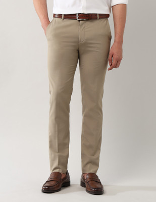 ARROW Slim Fit Men Beige Trousers