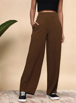 Dwarros Regular Fit Women Brown Trousers