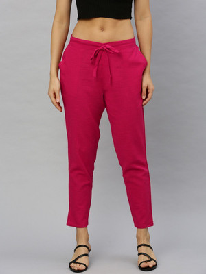 IKRASS Regular Fit Women Pink Trousers