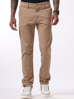 WROGN Slim Fit Men Khaki Trousers