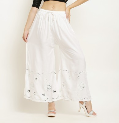 Slimson Flared Women White Trousers