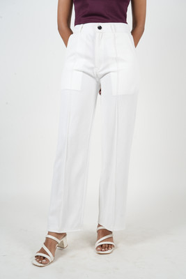 EXCLUSIVE CLOTHING Slim Fit Women White Trousers