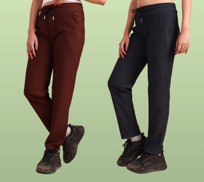GIBBONTE Self Design Women Maroon, Black Track Pants