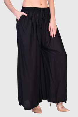 farukhi creation Flared Women Black Trousers