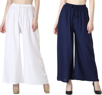 Hamilo Relaxed Women White, Dark Blue Trousers