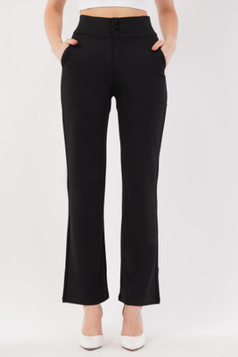 High-Buy Straight Fit Women Black Trousers