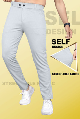 VELLOSTA Slim Fit Men Silver Trousers