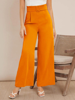 KOTTY Flared Women Yellow Trousers