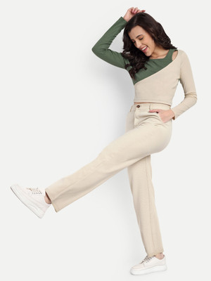 Broadstar Straight Fit Women Beige Trousers