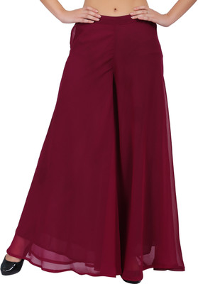 FIRST ARRIVAL Flared Women Maroon Trousers