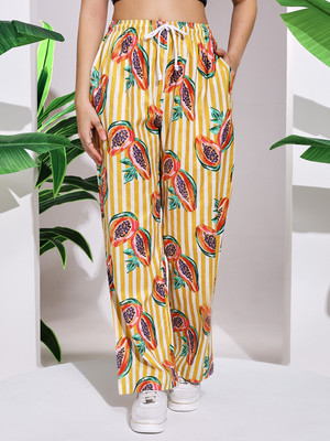 Ravaiyaa - Attitude Is Everything Regular Fit Women Yellow, White Trousers